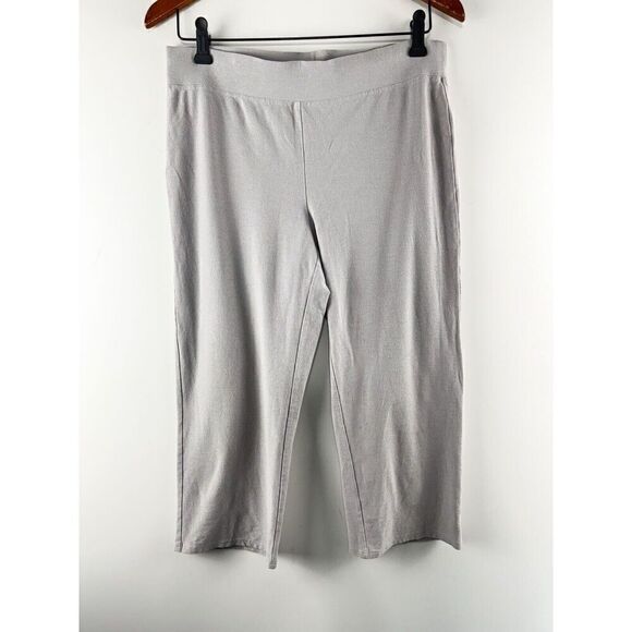 Eileen Fisher Sz S Crepe Pull On Stretch Elastic Waist Cropped Pants Grey - Picture 1 of 6